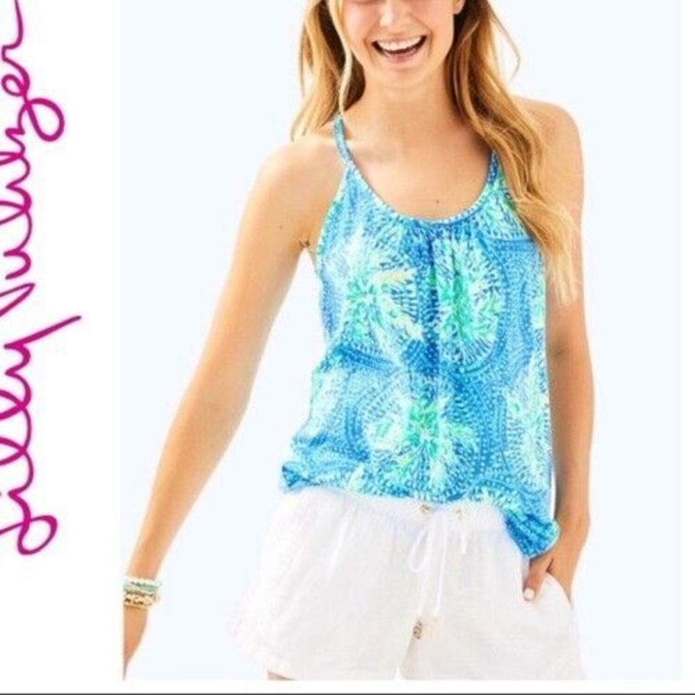 Lilly Pulitzer Womens XS Lacy Tank Bennet Blue Tropic Like Its Hot‎